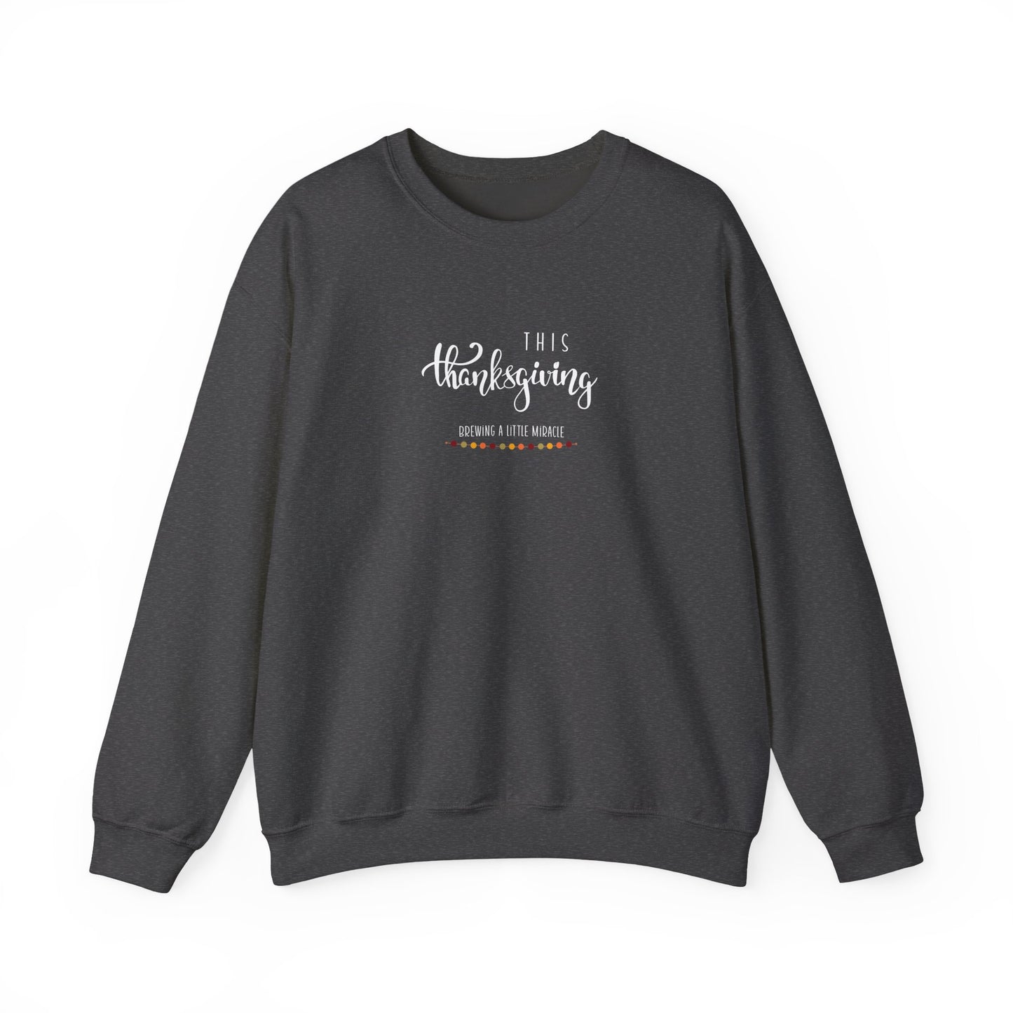 Dark gray sweatshirt with text on a white background