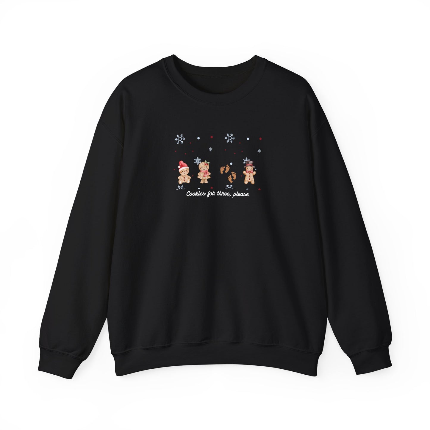 Black sweatshirt with cartoon characters and text on a white background