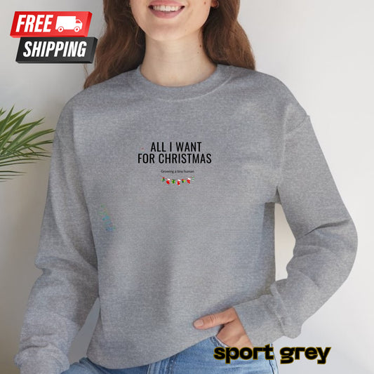 Person wearing a gray sweatshirt with text, standing against a plain background with 'Free Shipping' label.