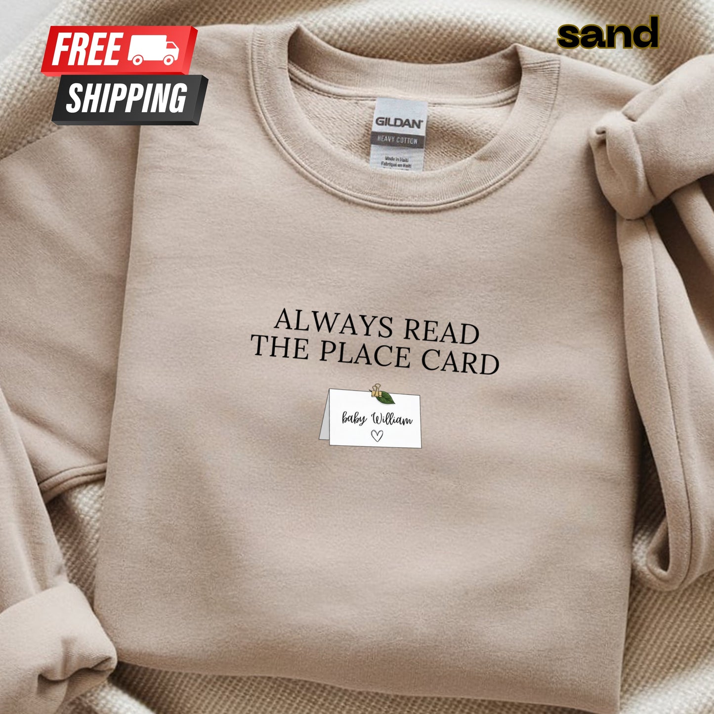 Personalized Always Read the Place Card Christmas Pregnancy Announcement Sweatshirt, Baby Reveal, Pregnancy Reveal