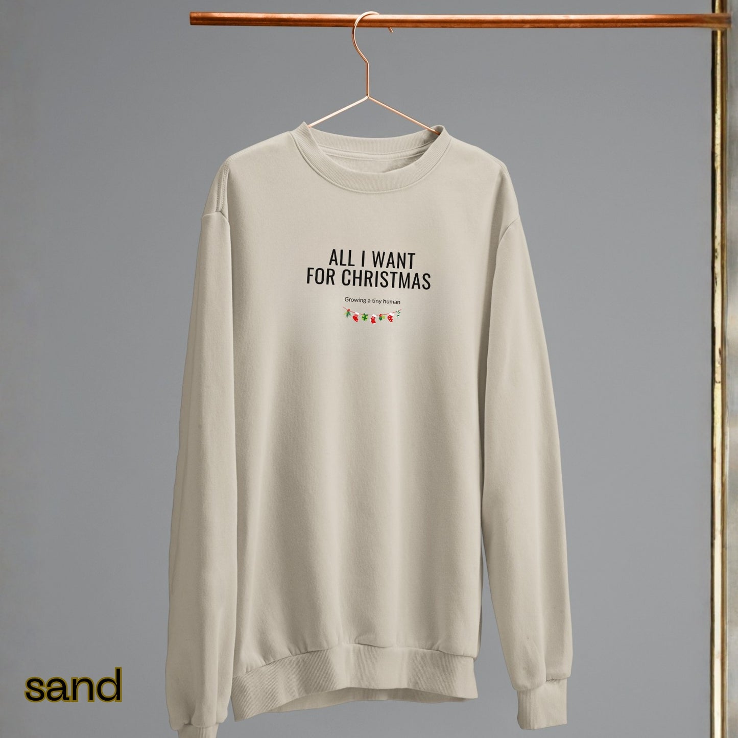 Growing a Tiny Human Christmas Pregnancy Announcement Crewneck Sweatshirt, Perfect for Family Announcement on Christmas Season