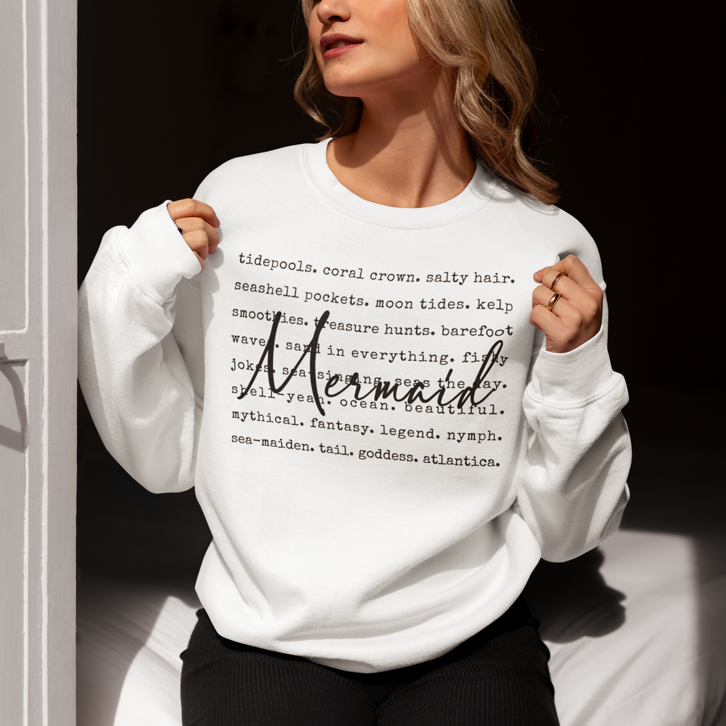 Mermaid Definition Words Cozy Sweatshirt, Fall Thanksgiving Gift Shirt, Trendy Holiday Season Tee, Thankful Crewneck