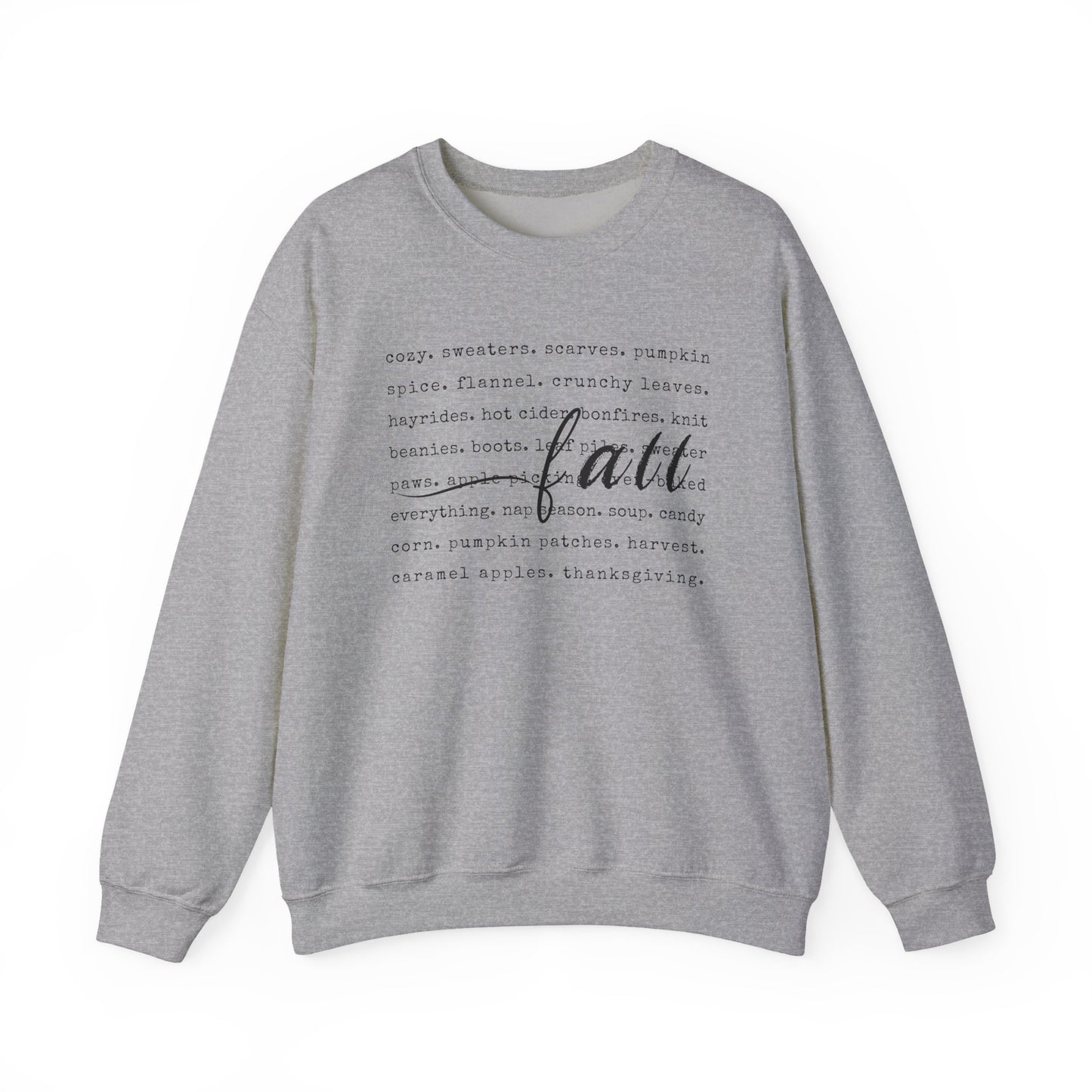Gray sweatshirt with text on a white background