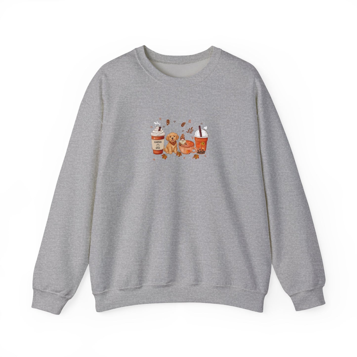 Gray sweatshirt with a graphic design on a white background