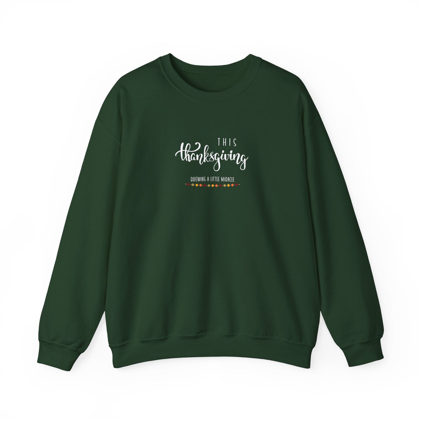 Green sweatshirt with text on a white background