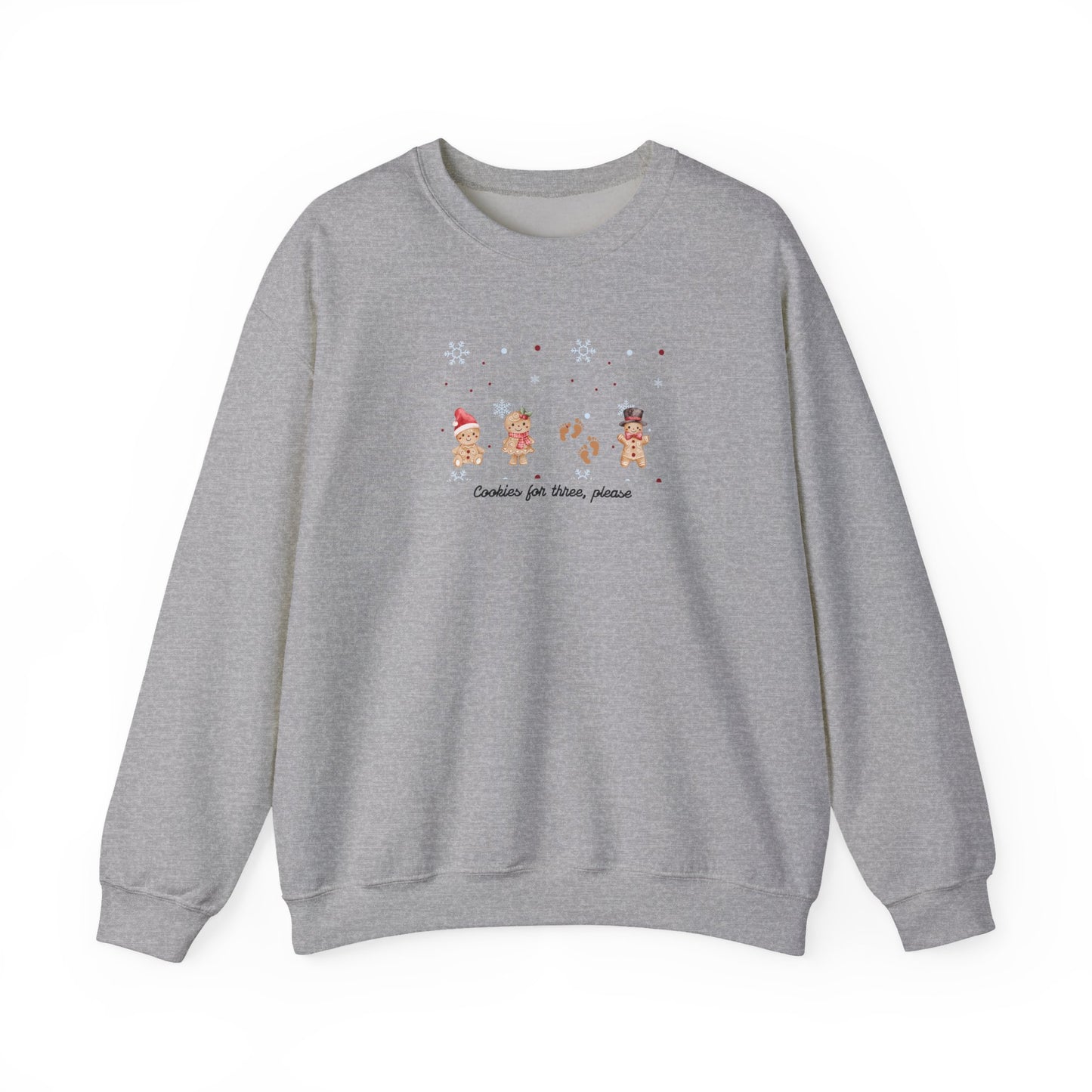 Gray sweatshirt with Christmas-themed design on a white background
