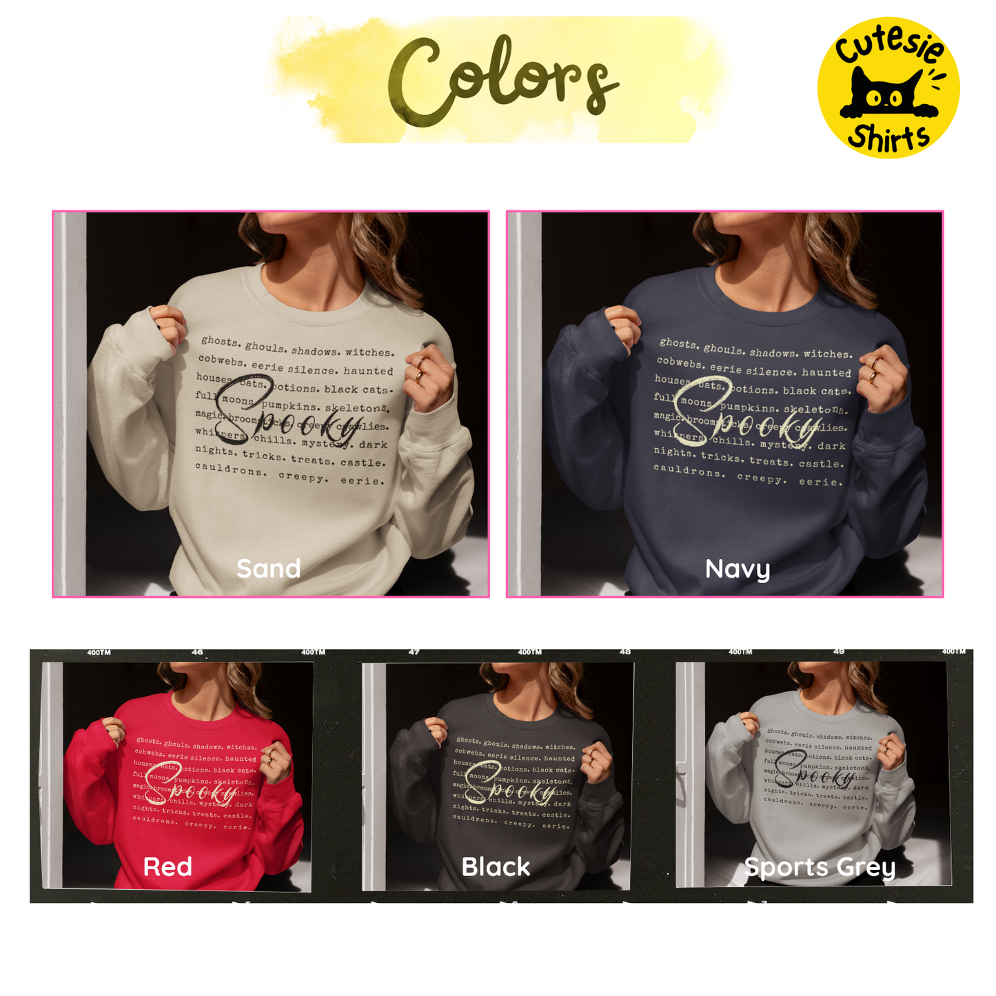 Collection of t-shirts with 'Moo-dy But Magical' design in various colors worn by a person.