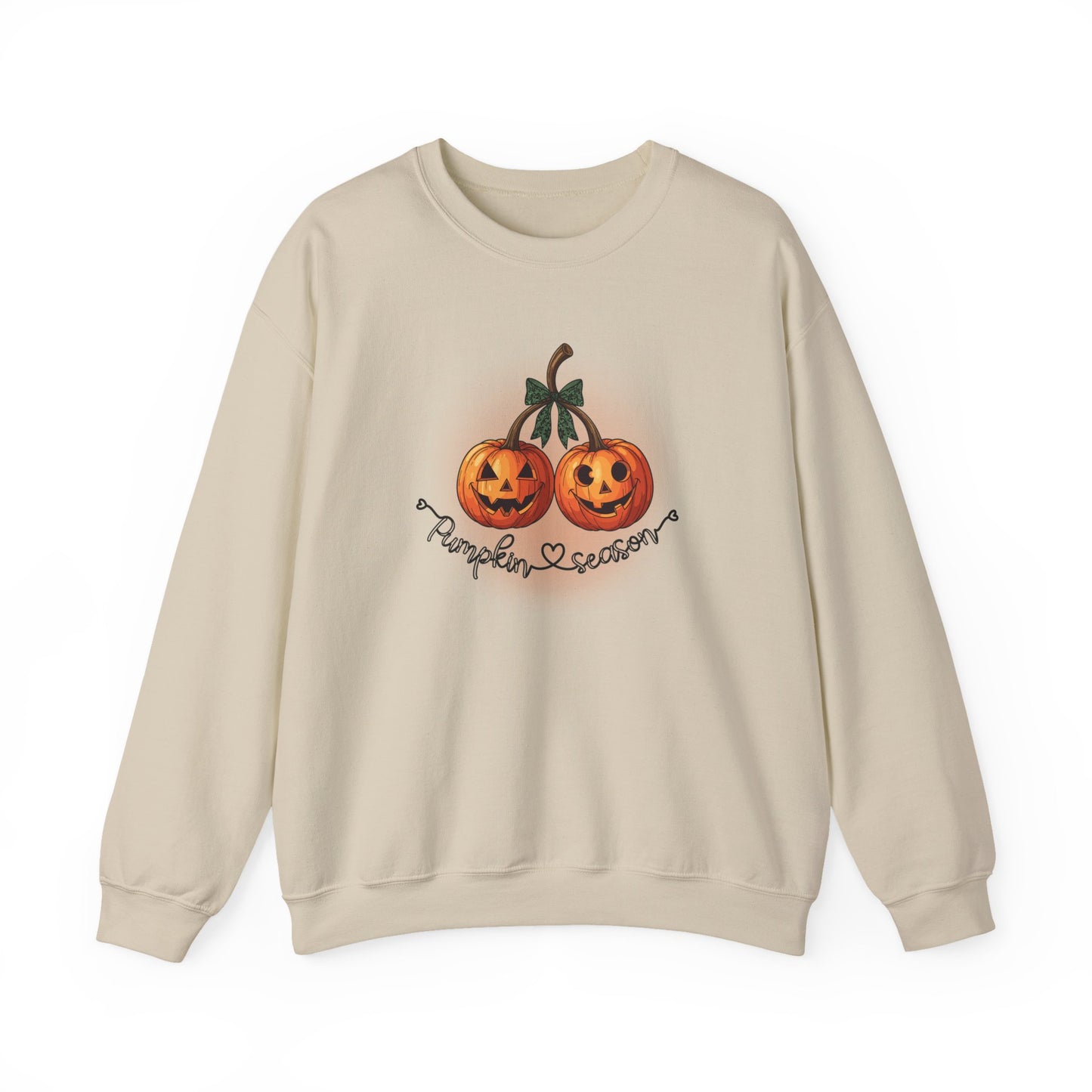 Beige sweatshirt with pumpkin design on a white background