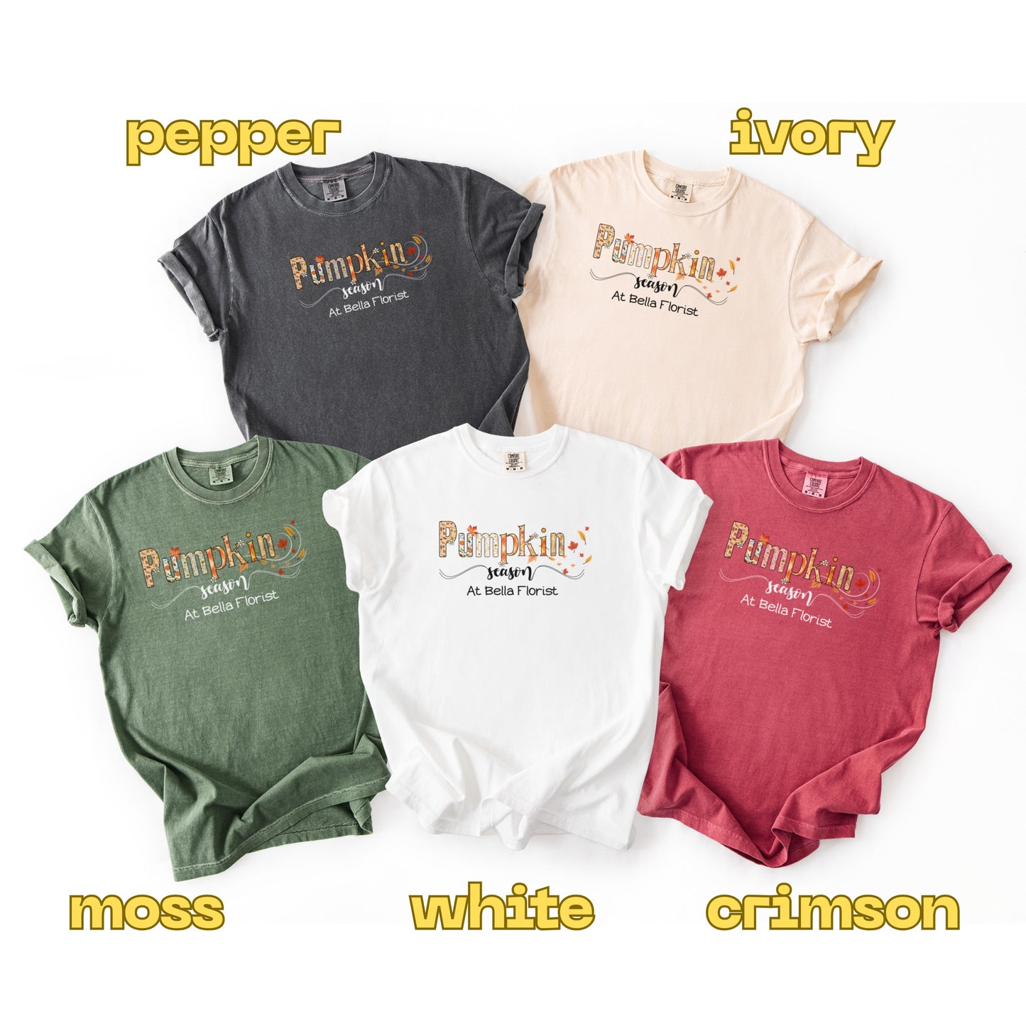 Personalized Pumpkin Season Comfort Colors T-Shirt, Custom Fall Business Tee, Unisex Garment-Dyed Shirt