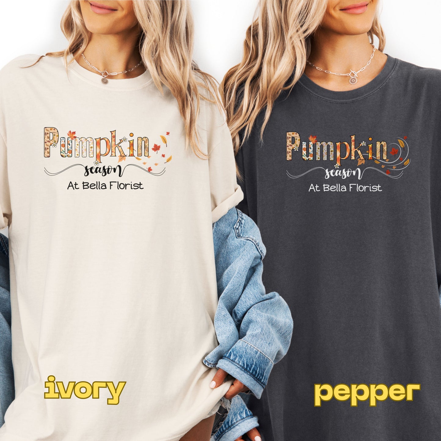 Personalized Pumpkin Season Comfort Colors T-Shirt, Custom Fall Business Tee, Unisex Garment-Dyed Shirt