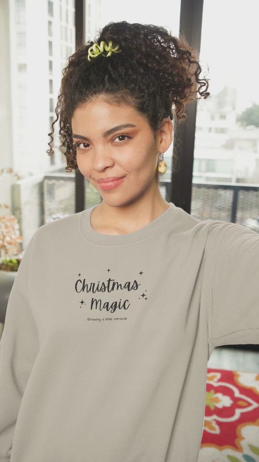 Christmas Magic Brewing a Little Miracle Pregnancy Announcement Sweatshirt, Perfect for Family Announcement